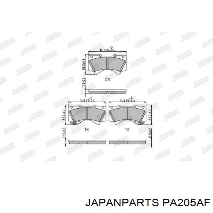 Передні тормозні колодки PA205AF Japan Parts