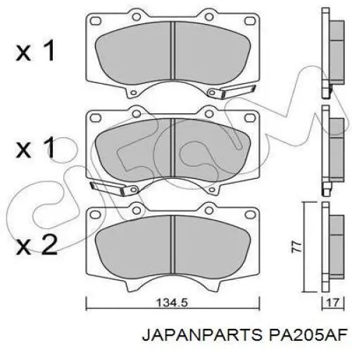 Купити PA205AF Japan Parts Колодки гальмівні передні, дискові