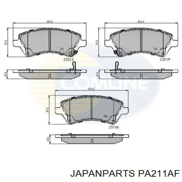 Купити PA211AF Japan Parts Колодки гальмівні передні, дискові