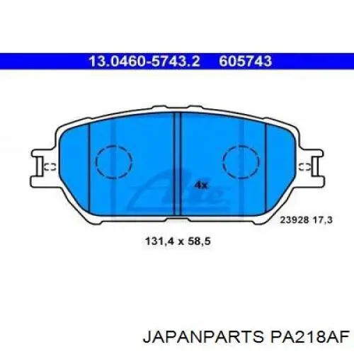 Гальмівні колодки Japan Parts PA218AF ціна, від 19.16 USD