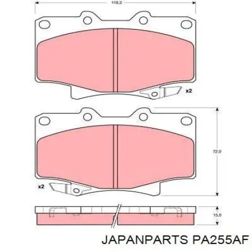 PA255AF Japan Parts колодки гальмівні передні, дискові