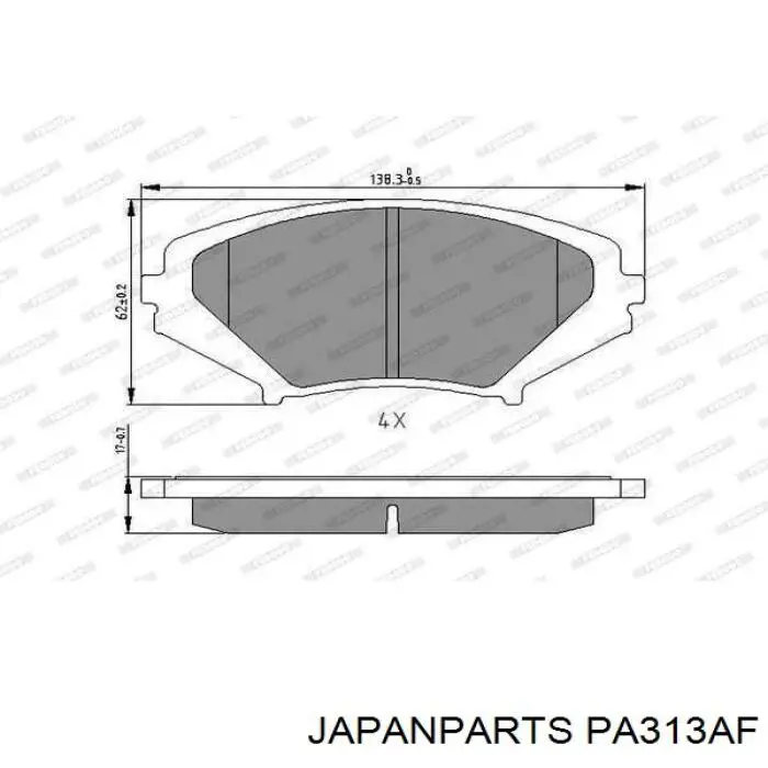 PA313AF Japan Parts Передні гальмівні колодки