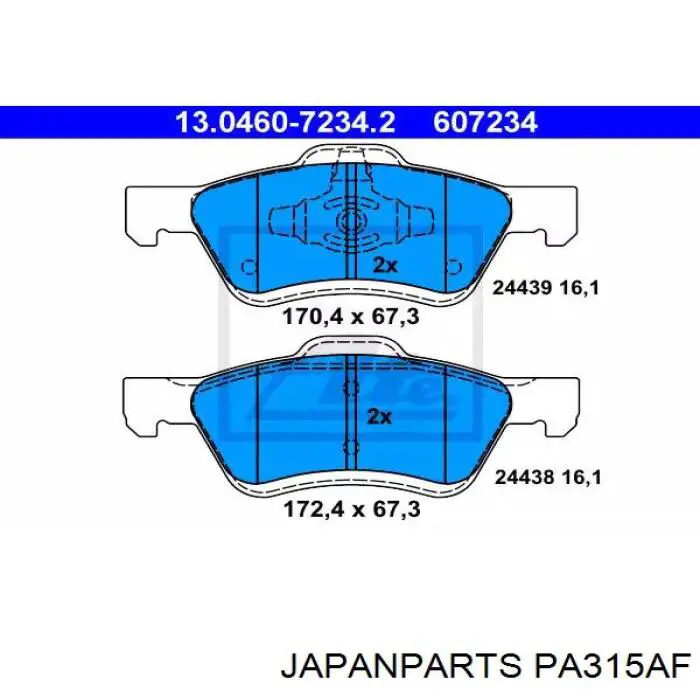 Купити PA315AF Japan Parts Колодки гальмівні передні, дискові