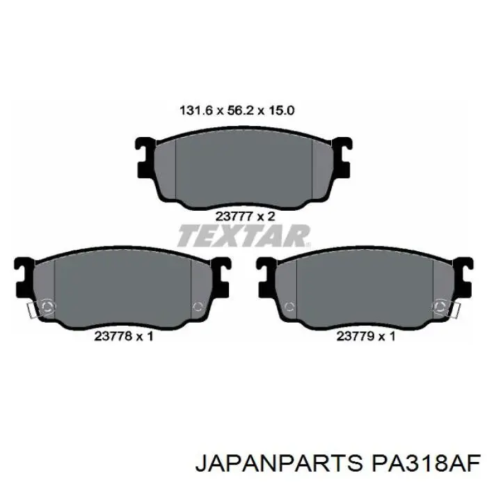 Колодки гальмівні передні, дискові PA318AF Japan Parts