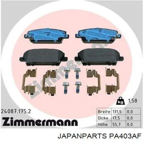 Передні тормозні колодки PA403AF Japan Parts