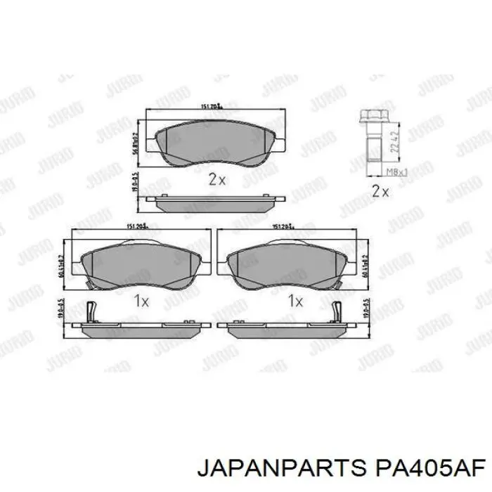 Передні тормозні колодки PA405AF Japan Parts
