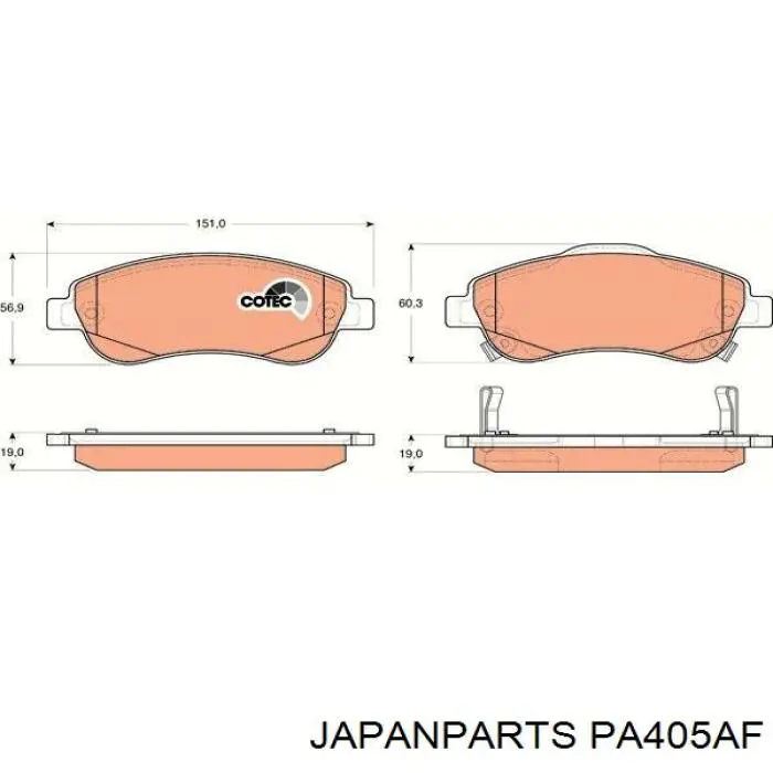 Купити PA405AF Japan Parts Колодки гальмівні передні, дискові