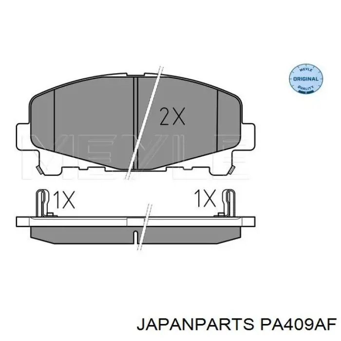 PA409AF Japan Parts колодки гальмівні передні, дискові
