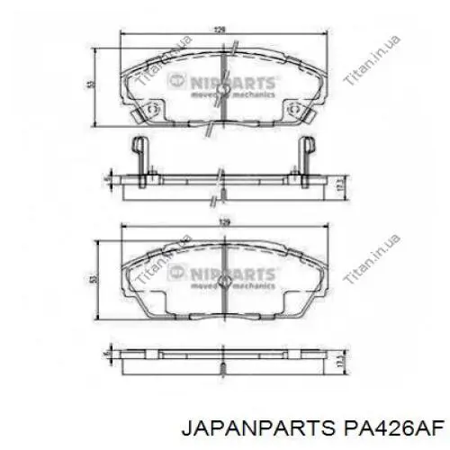 Колодки гальмівні передні, дискові PA426AF Japan Parts