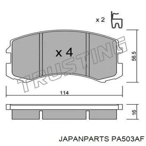 Купити PA503AF Japan Parts Колодки гальмівні передні, дискові