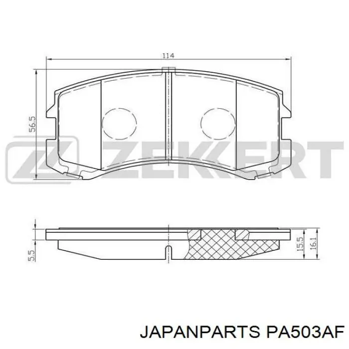 Колодки гальмівні передні, дискові PA503AF Japan Parts