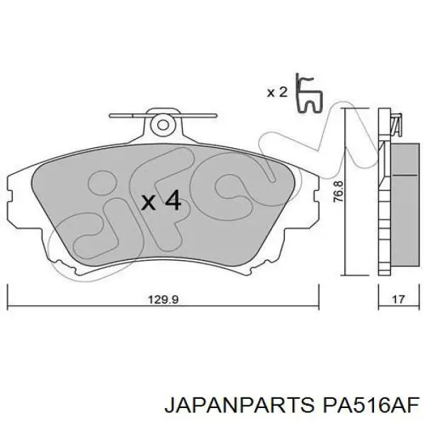 Купити PA516AF Japan Parts Колодки гальмівні передні, дискові