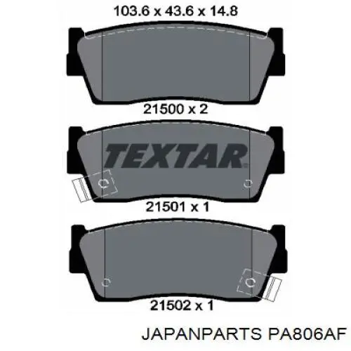 Колодки гальмівні передні, дискові PA806AF Japan Parts