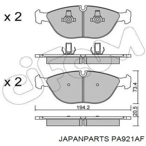 Колодки гальмівні передні, дискові PA921AF Japan Parts