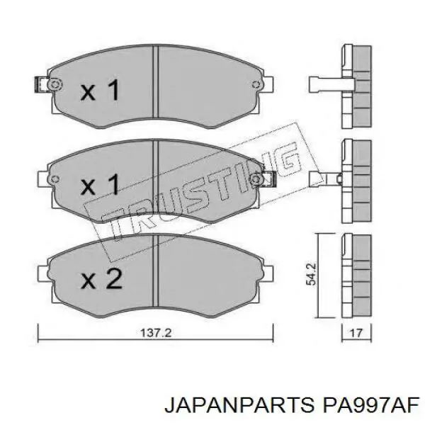 Купити PA997AF Japan Parts Колодки гальмівні передні, дискові