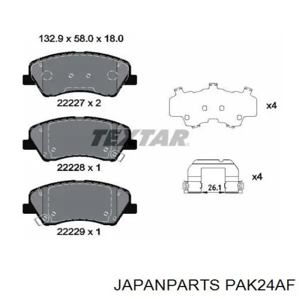 Гальмівні колодки Japan Parts PAK24AF ціна, від 20.08 USD
