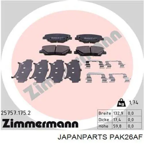 Передні тормозні колодки PAK26AF Japan Parts