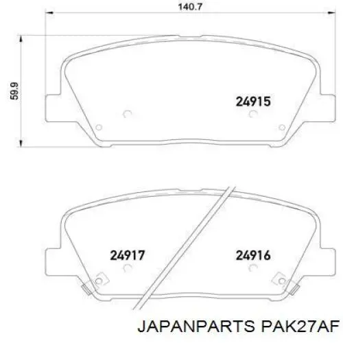 Колодки гальмівні передні, дискові PAK27AF Japan Parts