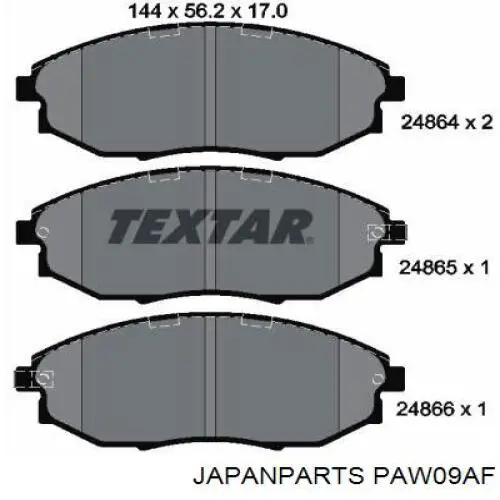 Купити PAW09AF Japan Parts Колодки гальмівні передні, дискові