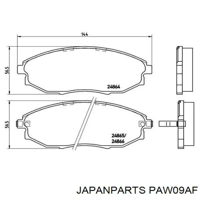 PAW09AF Japan Parts колодки гальмівні передні, дискові
