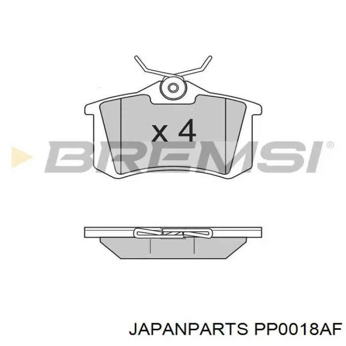 PP0018AF Japan Parts Колодки гальмівні задні, дискові
