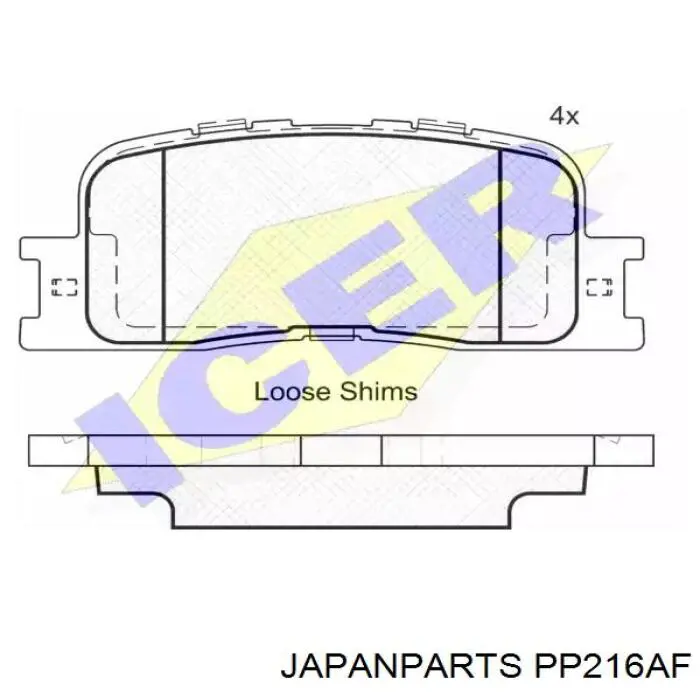 Задні гальмівні колодки PP216AF Japan Parts
