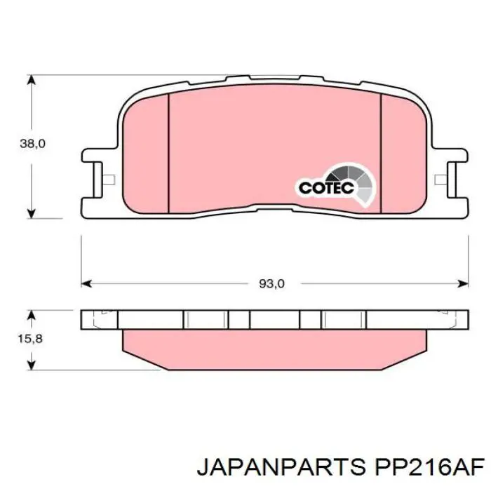 PP216AF Japan Parts колодки гальмові задні, дискові