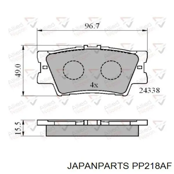 Задні гальмівні колодки Japan Parts PP218AF ціна, від 14.73 USD