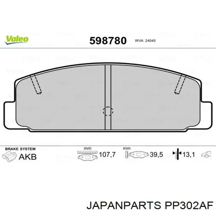 Задні гальмівні колодки Japan Parts PP302AF ціна, від 13.00 USD
