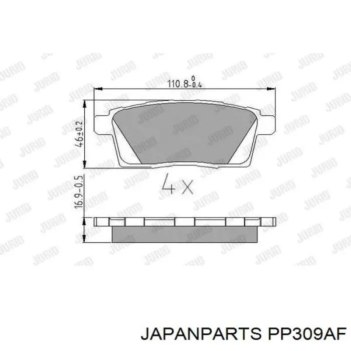Задні гальмівні колодки Japan Parts PP309AF ціна, від 21.34 USD