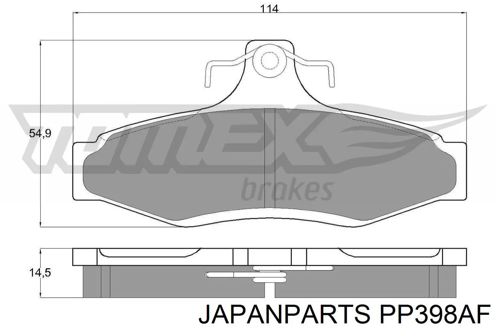 PP398AF Japan Parts колодки гальмові задні, дискові