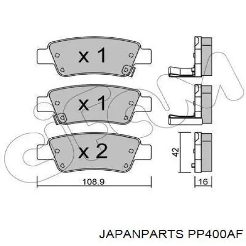 Задні гальмівні колодки Japan Parts PP400AF ціна, від 15.20 USD