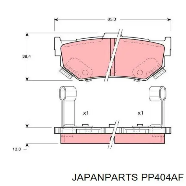 PP404AF Japan Parts колодки гальмові задні, дискові