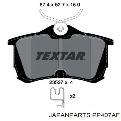 Задні гальмівні колодки Japan Parts PP407AF ціна, від 18.32 USD