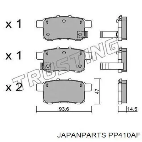 Задні гальмівні колодки Japan Parts PP410AF ціна, від 13.39 USD