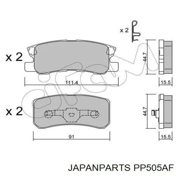 Задні гальмівні колодки Japan Parts PP505AF ціна, від 17.54 USD