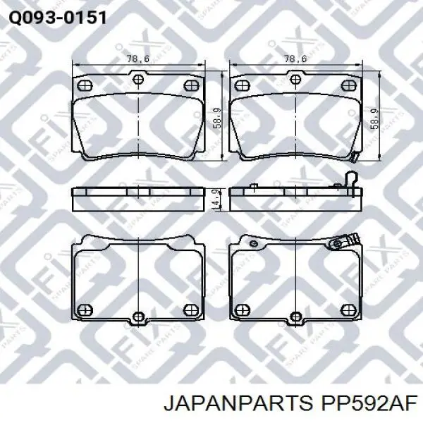Задні дискові колодки Japan Parts PP592AF
