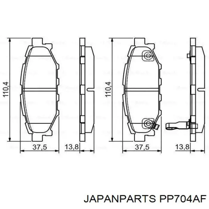 Задні гальмівні колодки PP704AF Japan Parts