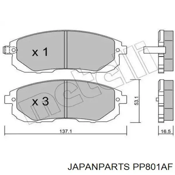 Задні гальмівні колодки PP801AF Japan Parts