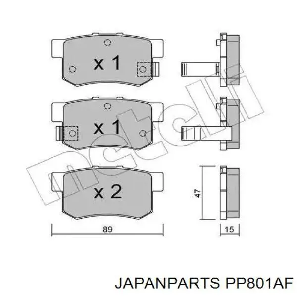 Задні дискові колодки Japan Parts PP801AF