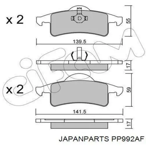 Купити PP992AF Japan Parts Задні колодки