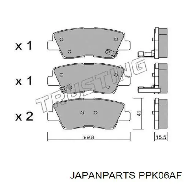 PPK06AF Japan Parts Колодки гальмівні задні, дискові