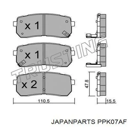 PPK07AF Japan Parts Колодки гальмівні задні, дискові