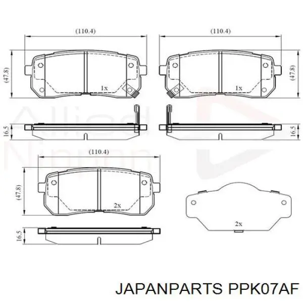 Задні гальмівні колодки Japan Parts PPK07AF ціна, від 16.79 USD