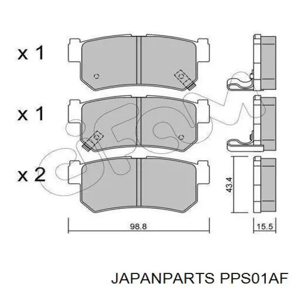 Задні гальмівні колодки Japan Parts PPS01AF ціна, від 13.73 USD