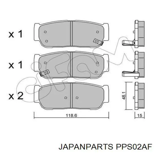 PPS02AF Japan Parts колодки гальмові задні, дискові