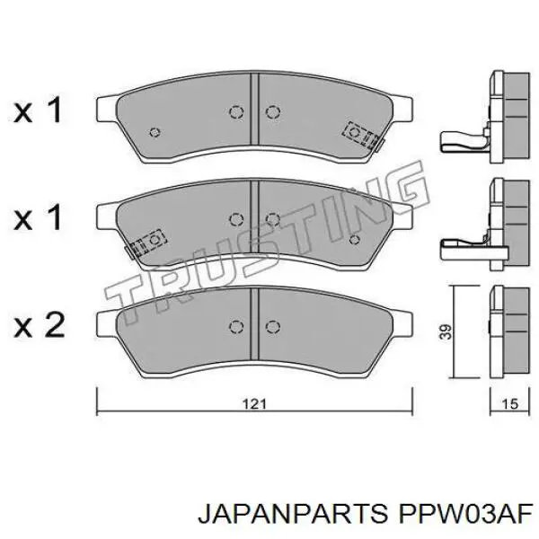 Колодки гальмові задні, дискові PPW03AF Japan Parts