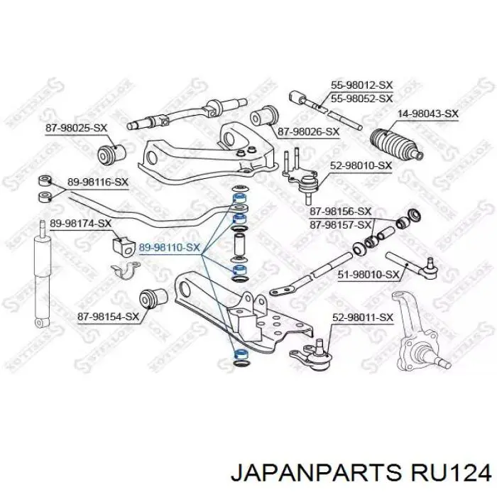 Втулка стабілізатора заднього RU124 Japan Parts