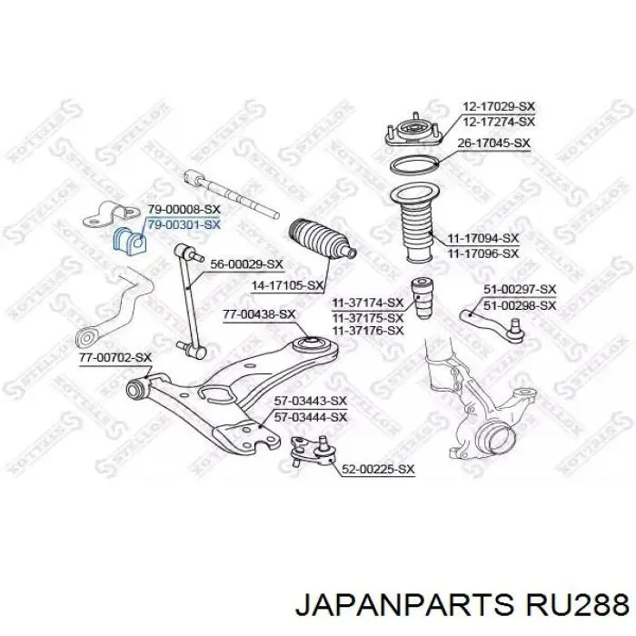 Втулка стабілізатора переднього, ліва RU288 Japan Parts