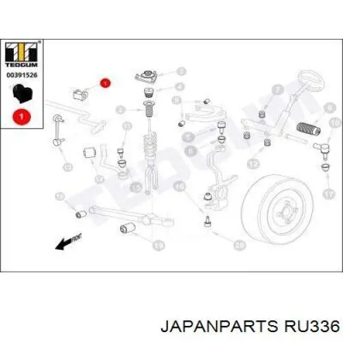 Гумка заднього стабілізатора Japan Parts RU336